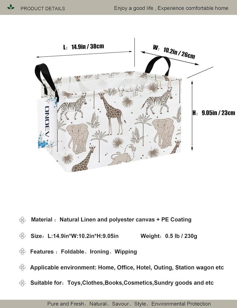 ONOEV Rectangular Folding Laundry Basket,waterproof Canvas Basket,gift basket,Suitable for children's room,Office,Clothes,Toys Storage(Animals) - Image 2